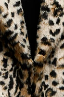 FAUX FUR ANIMAL PRINT COAT