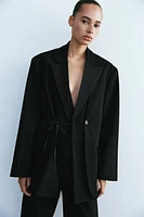 OVERSIZED DOUBLE BREASTED BLAZER WITH LAPEL