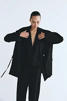 OVERSIZED DOUBLE BREASTED BLAZER WITH LAPEL