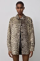 FAUX FUR ANIMAL PRINT OVERSHIRT