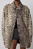 FAUX FUR ANIMAL PRINT OVERSHIRT