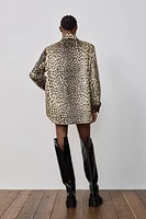 FAUX FUR ANIMAL PRINT OVERSHIRT