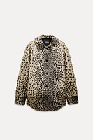 FAUX FUR ANIMAL PRINT OVERSHIRT