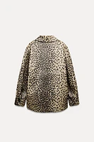 FAUX FUR ANIMAL PRINT OVERSHIRT