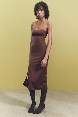 SATIN EFFECT MIDI DRESS WITH OPENING