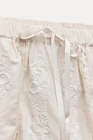 LINEN BLEND EMBROIDERED SHORTS