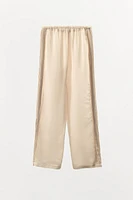 SATIN EFFECT LACE TRIM PANTS