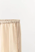 SATIN EFFECT LACE TRIM PANTS