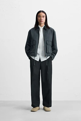 CROPPED FIT CONTRAST COLLAR JACKET