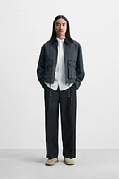 CROPPED FIT CONTRAST COLLAR JACKET