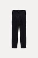 HIGH-WAISTED PINSTRIPE PANTS