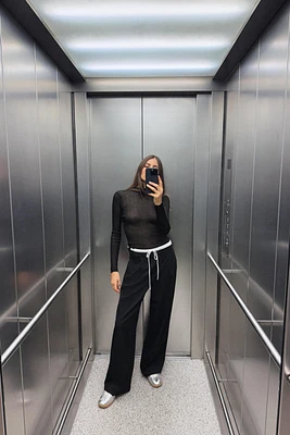 DOUBLE WAIST WIDE LEG PANTS