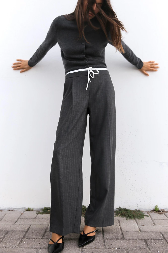 DOUBLE WAIST WIDE LEG PANTS