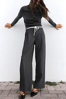 DOUBLE WAIST WIDE LEG PANTS