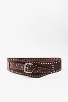 DISTRESSED EFFECT STUDDED SASH BELT