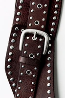 DISTRESSED EFFECT STUDDED SASH BELT