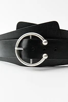 LEATHER BELT WITH PIERCING BUCKLE