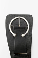 LEATHER BELT WITH PIERCING BUCKLE