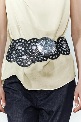 CIRCULAR STUDDED LEATHER BELT