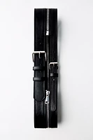 DOUBLE BUCKLE ZIPPER SASH BELT