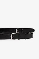 DOUBLE BUCKLE ZIPPER SASH BELT