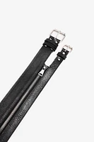 DOUBLE BUCKLE ZIPPER SASH BELT