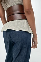 EMBOSSED LEATHER SASH BELT