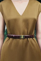 THIN LEATHER BELT WITH SQUARE BUCKLE