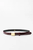 THIN LEATHER BELT WITH SQUARE BUCKLE