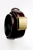 THIN LEATHER BELT WITH SQUARE BUCKLE