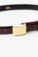 THIN LEATHER BELT WITH SQUARE BUCKLE