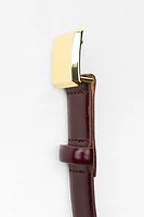 THIN LEATHER BELT WITH SQUARE BUCKLE