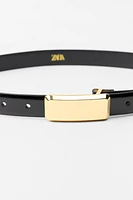 RECTANGULAR BUCKLE THIN LEATHER BELT