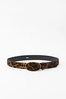 LEATHER BELT WITH ANIMAL PRINT BUCKLE