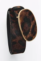 LEATHER BELT WITH ANIMAL PRINT BUCKLE