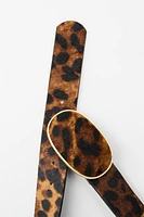 LEATHER BELT WITH ANIMAL PRINT BUCKLE