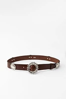 FLOWER BUCKLE LEATHER BELT