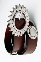 FLOWER BUCKLE LEATHER BELT