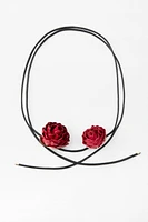 THIN LEATHER NECKLACE WITH ROSES