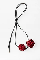 THIN LEATHER NECKLACE WITH ROSES