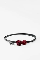 THIN LEATHER BELT WITH ROSES