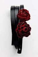 THIN LEATHER BELT WITH ROSES