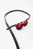 THIN LEATHER BELT WITH ROSES