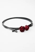 THIN LEATHER BELT WITH ROSES