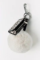 MULTI-CHARM MINI LEATHER WALLET POMPOM KEYCHAIN