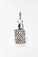 MULTI-CHARM MINI LEATHER WALLET POMPOM KEYCHAIN