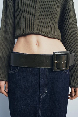 LINED BUCKLE LEATHER BELT