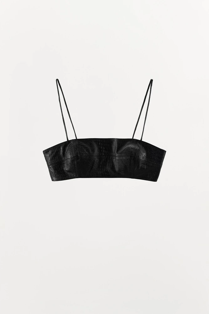 TOP BRASSIÈRE EN CUIR GRAVÉ