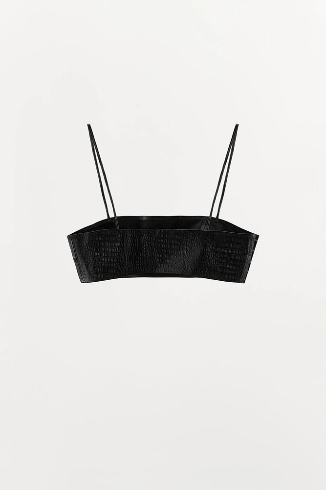 TOP BRASSIÈRE EN CUIR GRAVÉ