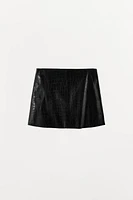 EMBOSSED LEATHER MINI SKIRT